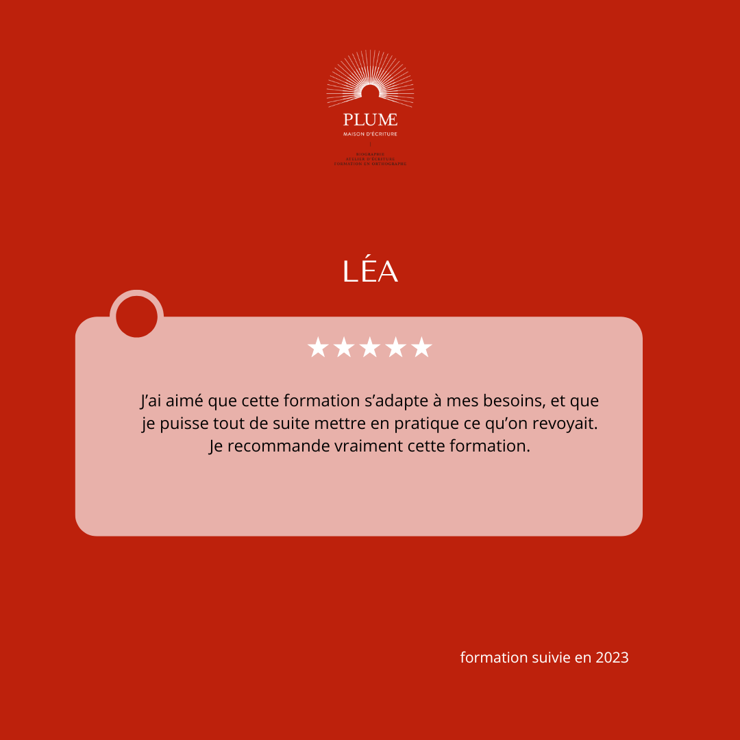 avis positif formation en orthographe Plume Maison d'Ecriture